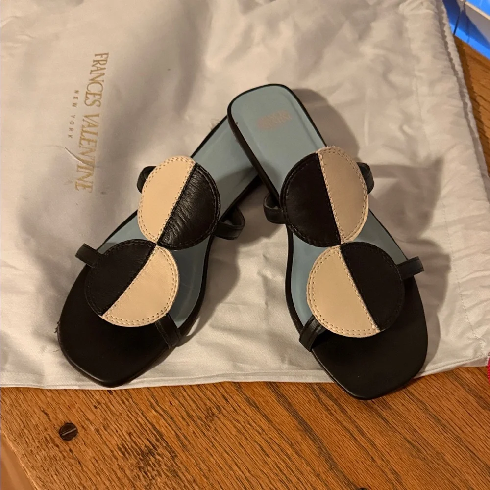 Frances Valentine Black and Cream Sandals - Picture 1 of 5